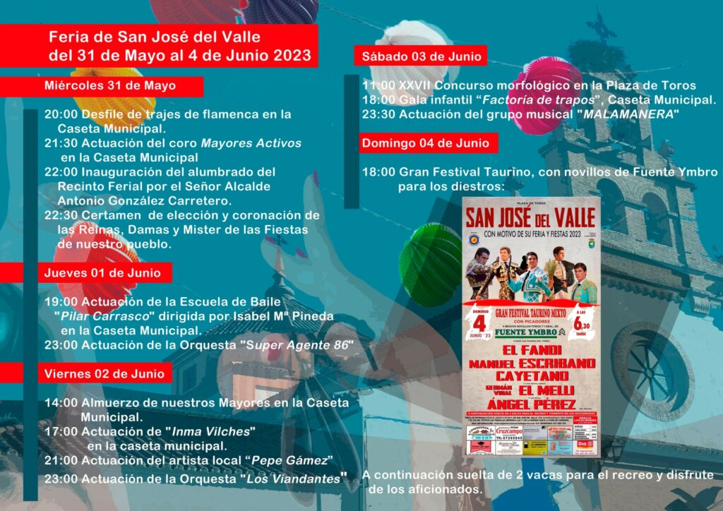 Cartel Feria Actividades San Jose del Valle 2023